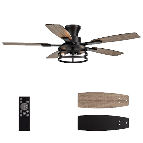 LuminFan 50 Inch Flush Mount Ceiling Fans with Lights and Remote Control