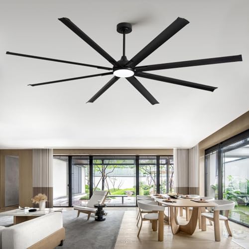 LuminFan 96 Inch Large Ceiling Fan with 8 Aluminum Blades